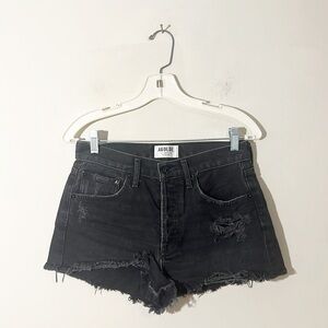 AGOLDE x Revolve Premium Black Distressed Raw Hem Denim jean shorts size 25